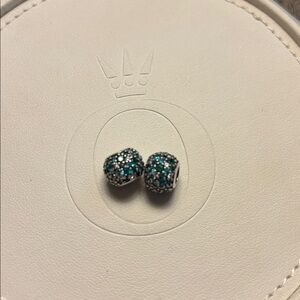 Pandora Green and Silver beads